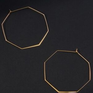 Anthropologie Gold Octagon Hoop Earrings nwt